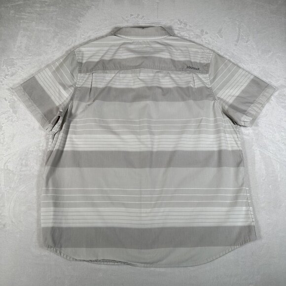 Marmot Shirt Men Size XXL Striped Short Sleeve Single Pocket Comfort For Life - Picture 10 of 11